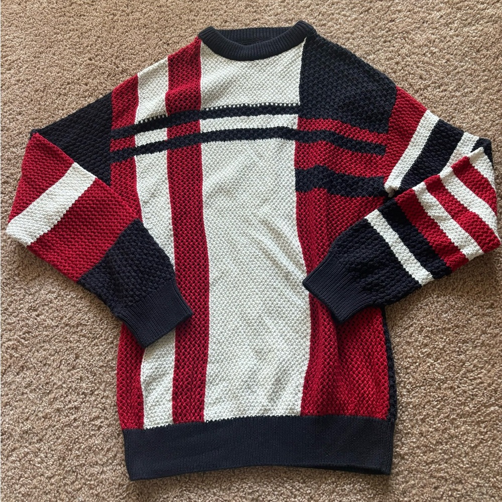 🔥HOT🔥 Zara Men's Red, White, and Black Sweater
